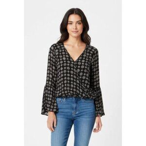 American Eagle Outfitters black crop top wrap like blouse size Medium